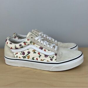 Vans Women’s Size 8.5 Old Skool Floral Poppy Beige Cream Low Top Skate Shoes